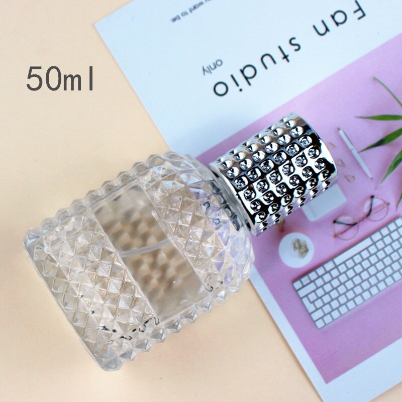 30ml 50ml 100ml Clear Glass Spray Bottle Frosted Square Glass Perfume Bottle Cosmetic Packaging Bottle Vials: 50ml silver