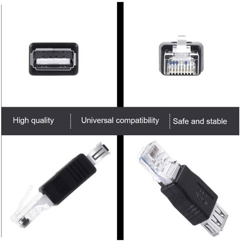 Ethernet to USB female Adapter RJ45 Ethernet Male to USB Female Converter 10Mb/100Mbs Network Connector for Laptops Computers