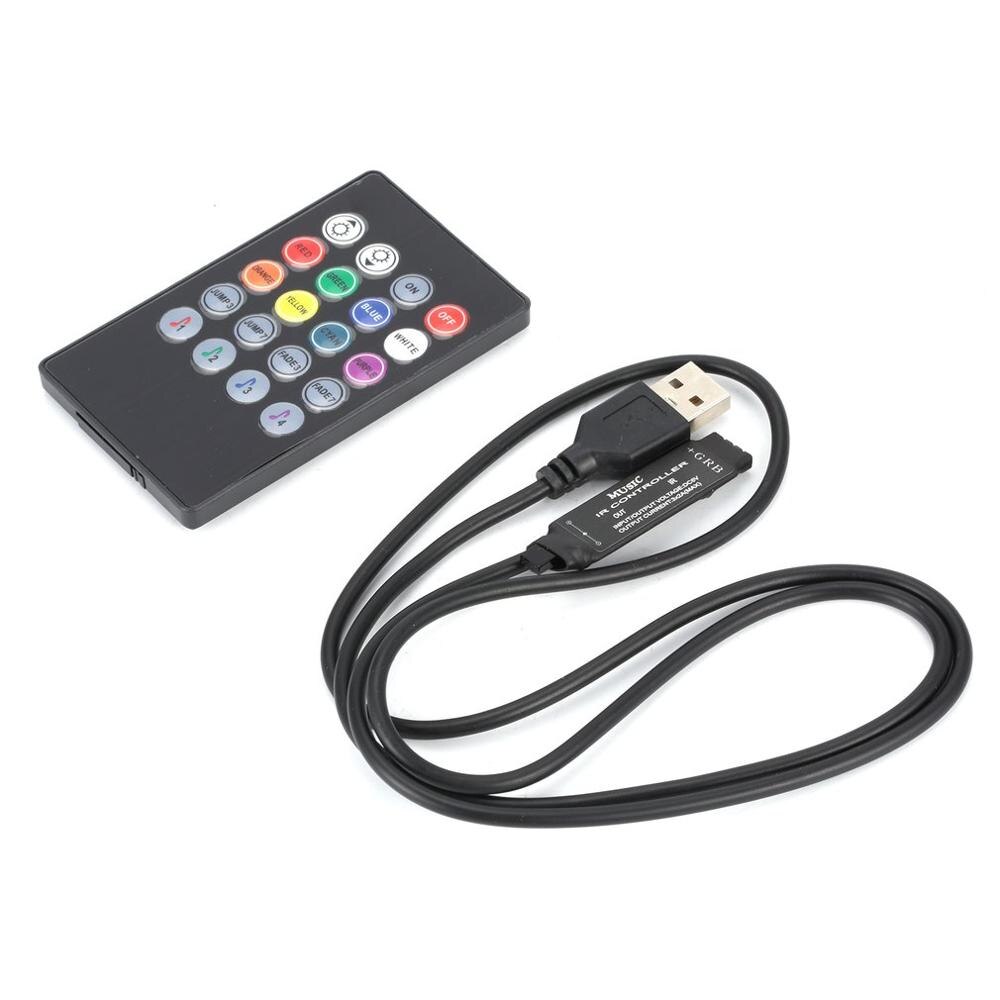 20 Keys USB IR RF Music Remote Control Sound Sensor for LED Strip light Controller Dimmer with Power Adapter