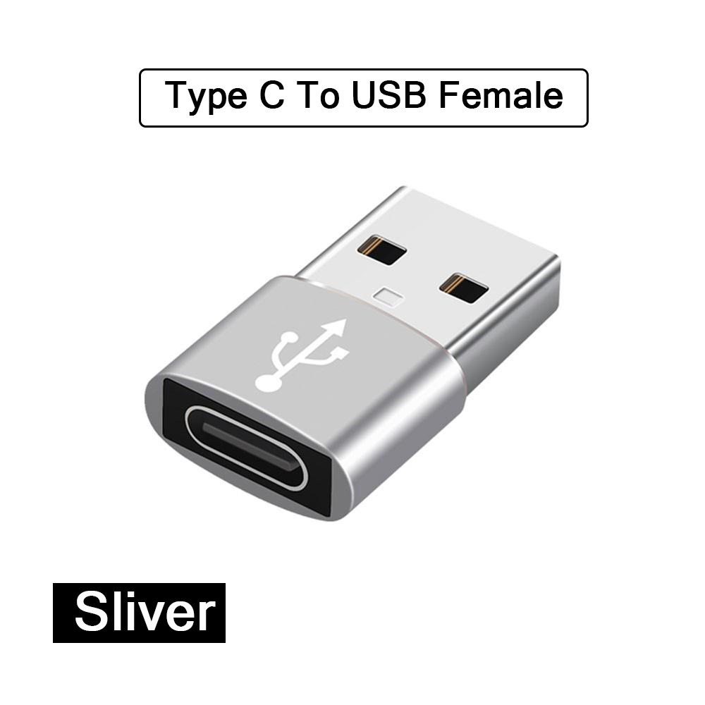 Adaptador USB a tipo C, Micro USB macho a tipo c, USB 3,0 hembra para iPhone, MacBook, cargador de teléfono, conector USBC OTG: Silver 2