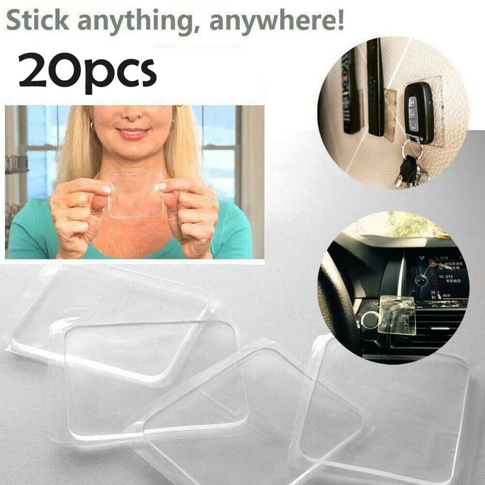 20 Pcs Double Sided Transparent Glue Magic Stickers Super Sticky Gripping Pad Clear Anti Slip Pads Multifunction Sticker