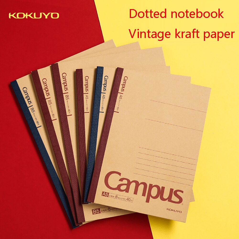 2 pcs Japan KOKUYO Wireless Binding Book Campus Kraft Paper Cover Binding Book Students Use Retro Dotted Notepad