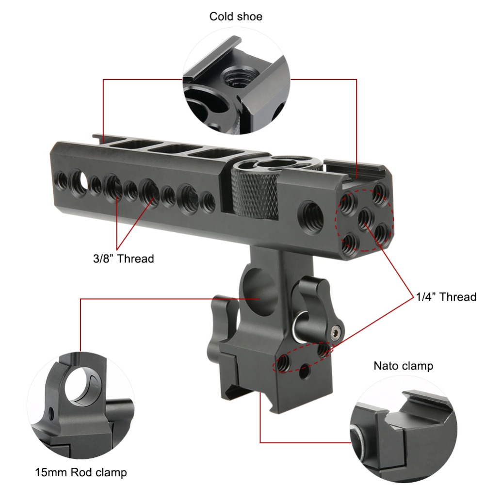 NICEYRIG Kamera KäFeige nato oben Griff Griff mit 15mm Stange Klemme und Kalten Schuh Halterungen für Sony A6500 KäFeige /DSLR Kameras/Camcorder