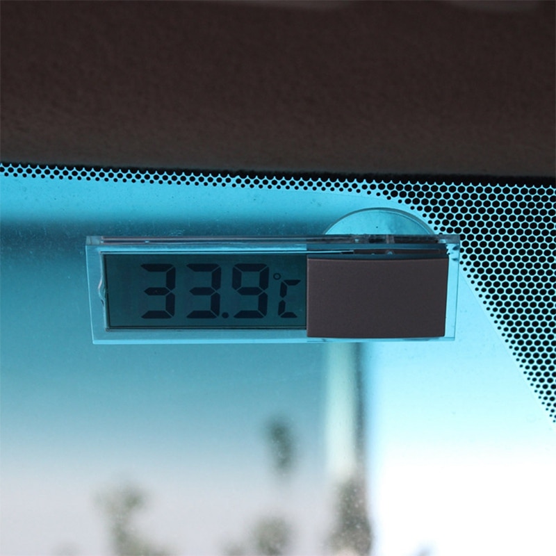 Lcd Digitale Temperatuur Indoor Home Outdoor Zuignap Auto Thermometer Draagbare Mini Thermometer Auto Klok