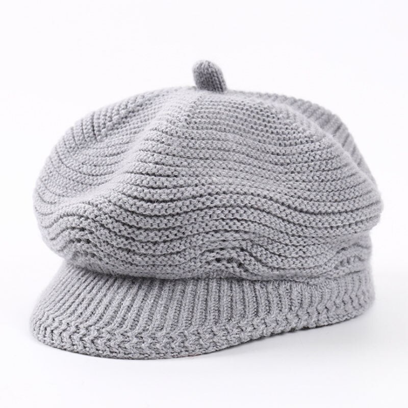 [Aetrends] Vrouw Hoed Gebreide Achthoekige Hoeden Voor Vrouwen Vintage Achthoekige Cap Vrouwen Hoeden Sombrero Mujer Sombrero Z-6598: Gray