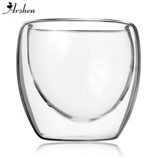 Arshen 80ml Double Wall Helder Handgemaakte Hittebestendige Mini Thee Drinken Cups Gezonde Drank Mok Koffie Cups Geïsoleerde glas