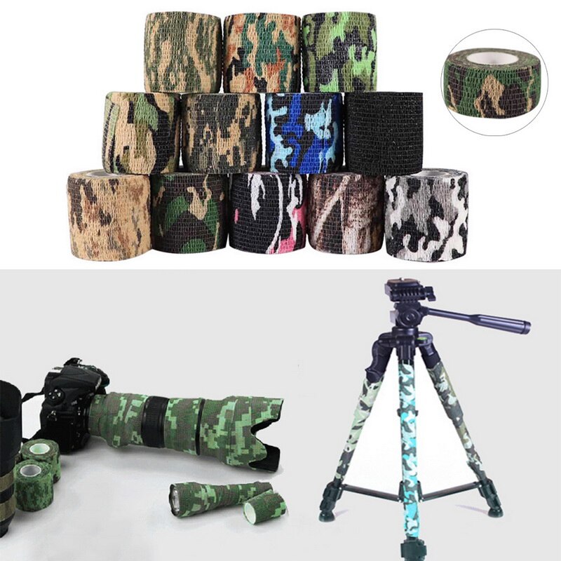 JZK 10 rolls self adhesive camouflage bandage, non-woven elastic stealth camo tape, stretchy cohesive camouflage tape for hunting gear, rifle, SLR camera lens, shotgun, telescope