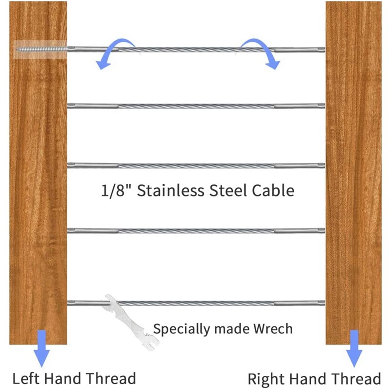 Hand Thread for 1/8Inch, Stainless Steel Stair Deck Wood Post,DIY Baluster Kit with Spanner Multi Tool (36 Pairs)