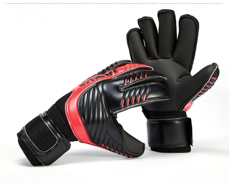Janus Goalkeeper Goalie Keeper GK Gloves Roll Finger Soccer Size 6 7 8 9 10 BLACK RED BLUE WHITE: Red Black / Size 9