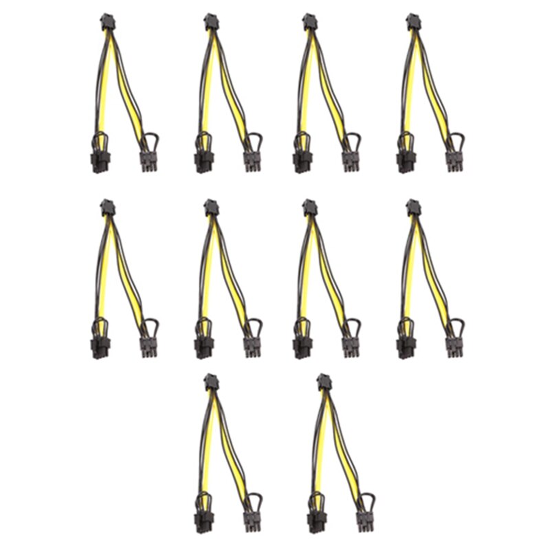 Câble d&#39;alimentation PCI-E PCIE 8P femelle à double 8 broches 6 + 2P mâle pour image GPU, carte vidéo, mineur, 18awg, 10 pièces