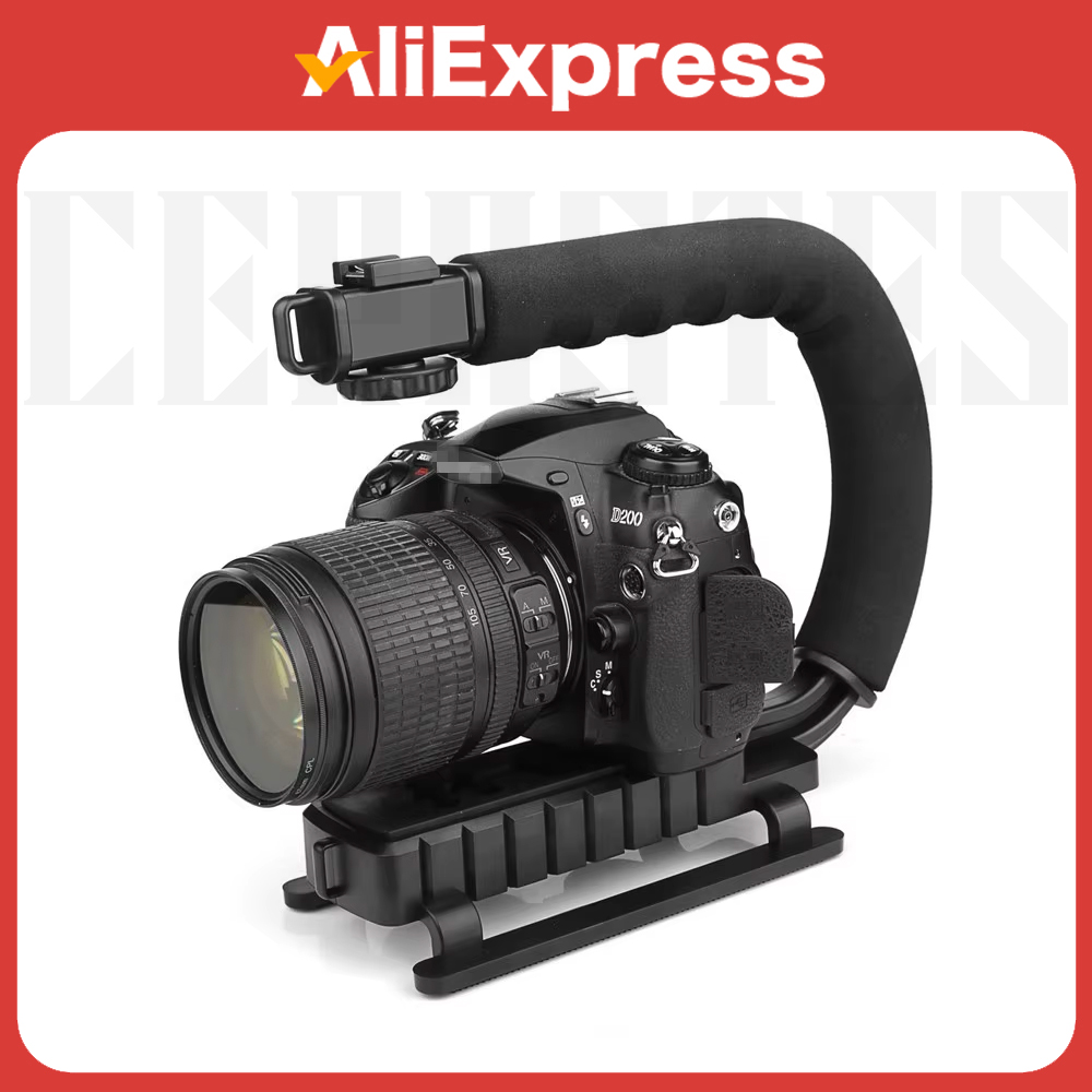 Universell kamerastabilisator u-formad dv handhållen c-frame fotografering gimbalstabilisator för dslr, slr, dv-kameror mobiltelefon