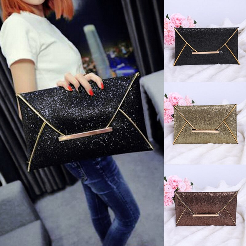 Women Evening Bag Party Envelope Clutch Handbag Glitter Sequins Sparkling Banquet Glitter Bag Ladies Girls Wedding Clutches