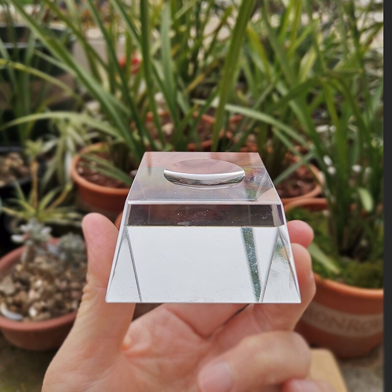 1 stk gjennomsiktig glass trapesformet fordypning krystallkule vise utgangspunkt bordholder stativ hjem dekor dekorasjoner fest papirvekt