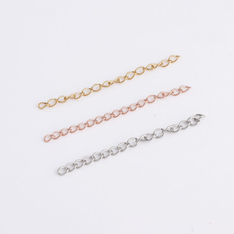 10 pçs/lote 316L 5 centímetros de Extensão Em Massa Ouro Prata Rosa de Ouro Aço Inoxidável Chains Fit DIY Colar Pulseira Descobertas Jóias