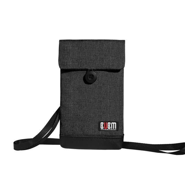 Acoki telefon komórkowy saszetka na szyję portfel, torba Crossbody sport zakupy torebka na telefon komórkowy paszport podróże uchwyt etui dla mężczyzn i kobiet: czarny-L