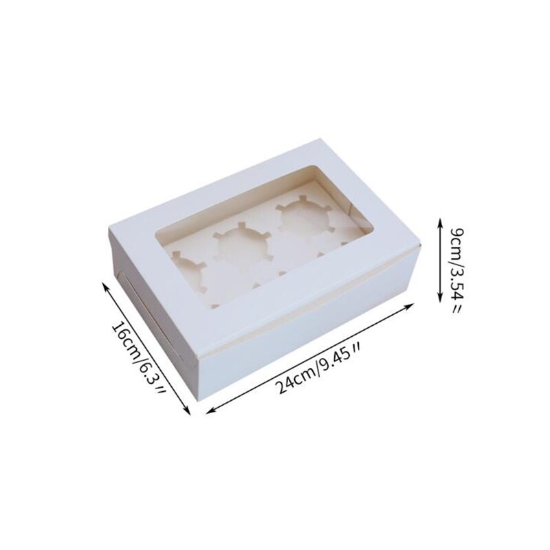 Amoliy 2/4/6/12 huller cupcake pakning boks muffin boks kiks konditor boks kraftpapirkasse kage chokolade emballage bageværktøj: 6 huller hvide