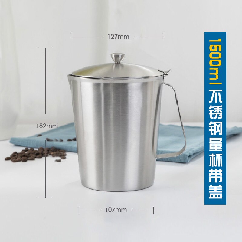 1pc 500ml,700ml, 1000ml, 1500ml,2000ml Stainless Steel Lab Beaker With Cover, Measuring Cups With Inner Scale For Laboratory