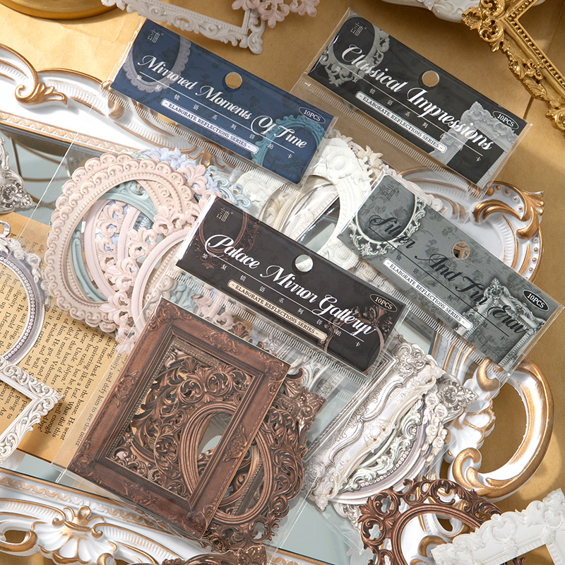 Marco de la serie de marcos Vintage, material de Collage temático, papel de álbum de recortes, suministros de diario de chatarra hechos a mano, 4 estilos, 10 piezas