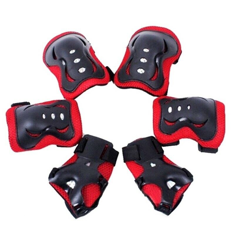 Kids Skating Protective Gear Set Knee Wrist Guard Elbow Pads Set Bicycle Skateboard Ice Skating Roller Protector Guard For Child: red