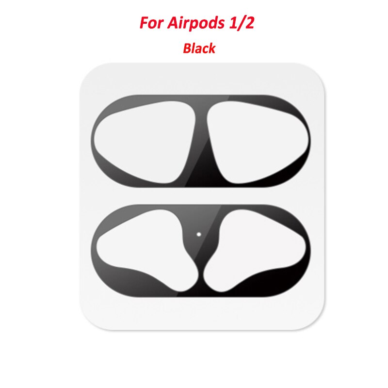 Para los airpods de Apple Pro 1 2 polvo de metal guardia etiqueta escudo film a prueba de polvo para airpod auriculares accesorios tierra de protección: airpod 1 2 black