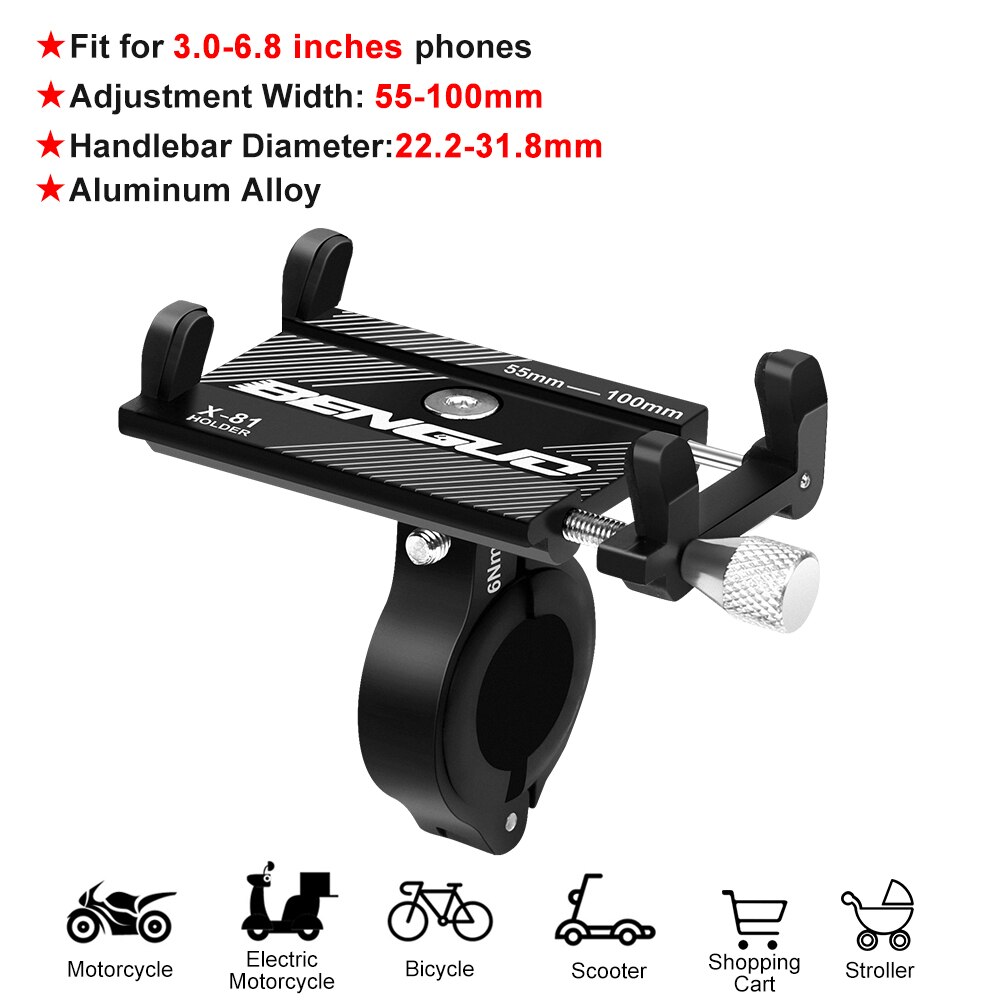 Gub Plus 9 Motorfiets Telefoon Mount Draaibare Fiets Mobiele Telefoon Houder Mtb Rekken Fietsen Scooters Mount Fiets Accessoires: X-81 black