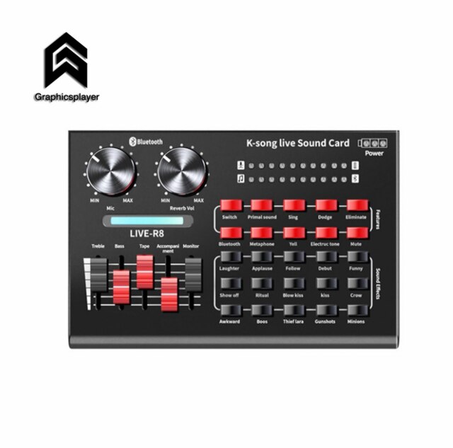 MARKELL Carte Son USB V9 - Mixeur Audio Chant En Direct Avec Effets Pour Téléphone PC