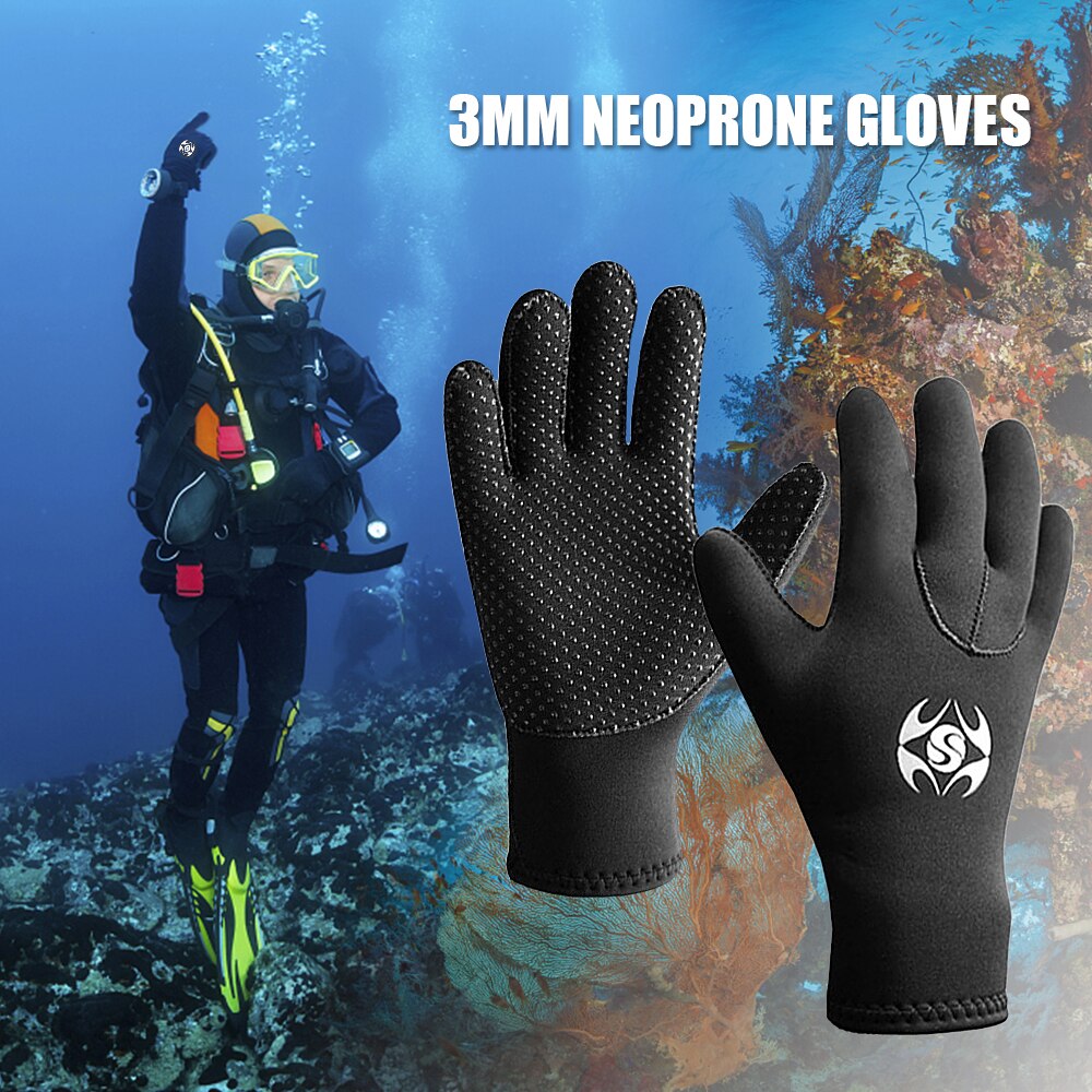 3mm Neoprene Five Finger Wetsuit Gloves Anti-slip Water Gloves for Diving Snorkeling Surfing Kayaking