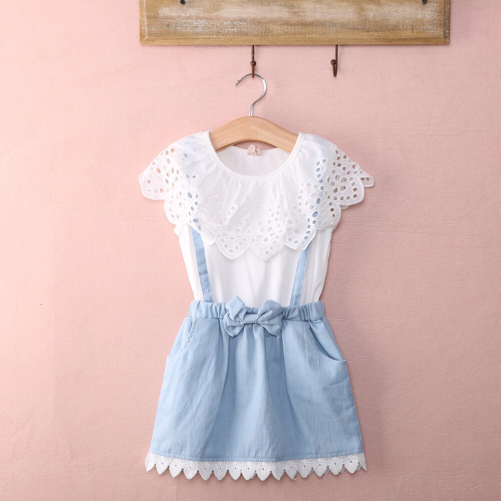 New Fashion Capretti Del Bambino del cotone Delle Ragazze Del Vestito Carino Principessa Senza Maniche In Denim Tulle Bowknot Abiti di Alta-qualità