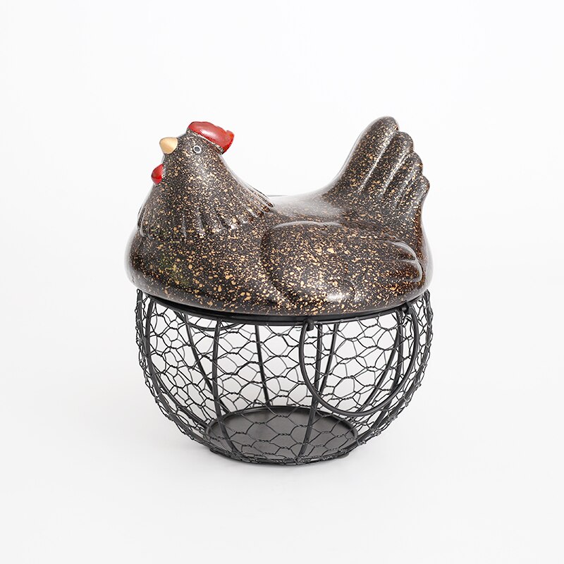 Ei Fruit Keramische Opslag Mand Met Deksel Grote Capaciteit Mesh Metalen Houder Keuken Benodigdheden Kip Ornament Organizer Container NIEUW