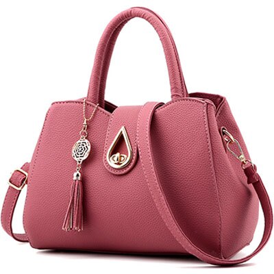 Sac à main à pompon pour femmes, sacoche à paillettes de gouttelettes d'eau, sac à bandoulière de grande capacité, sac à épaule de de styliste ZHP01: Leather Pink