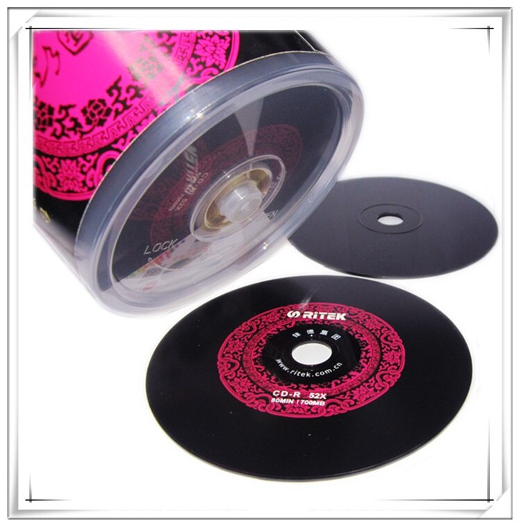 25 discs A+ Ri-brand Blank Printed 52x 700MB Black/Red CD-R