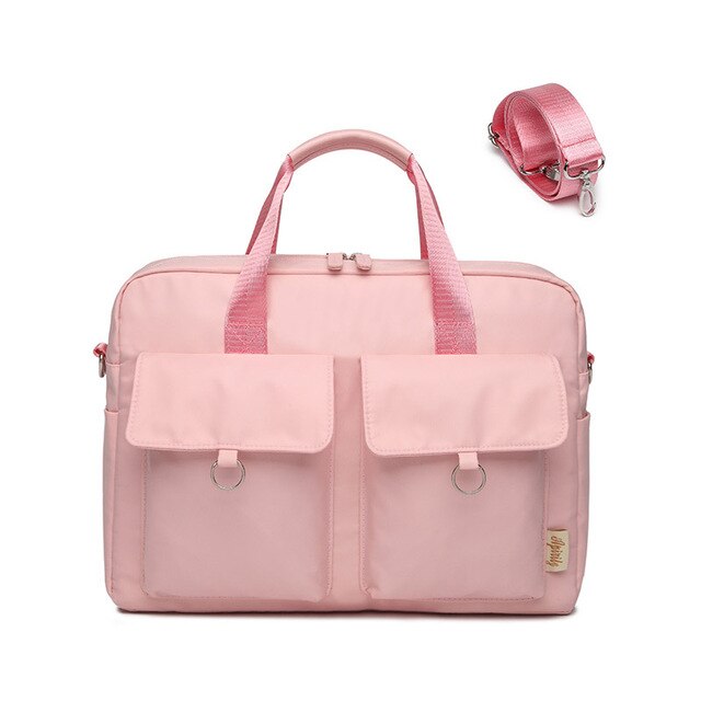 Brand Waterproof Men Women 14 15.6 inch Laptop Briefcase Business Handbag for Men Large Capacity Messenger Shoulder Bag: pink 14