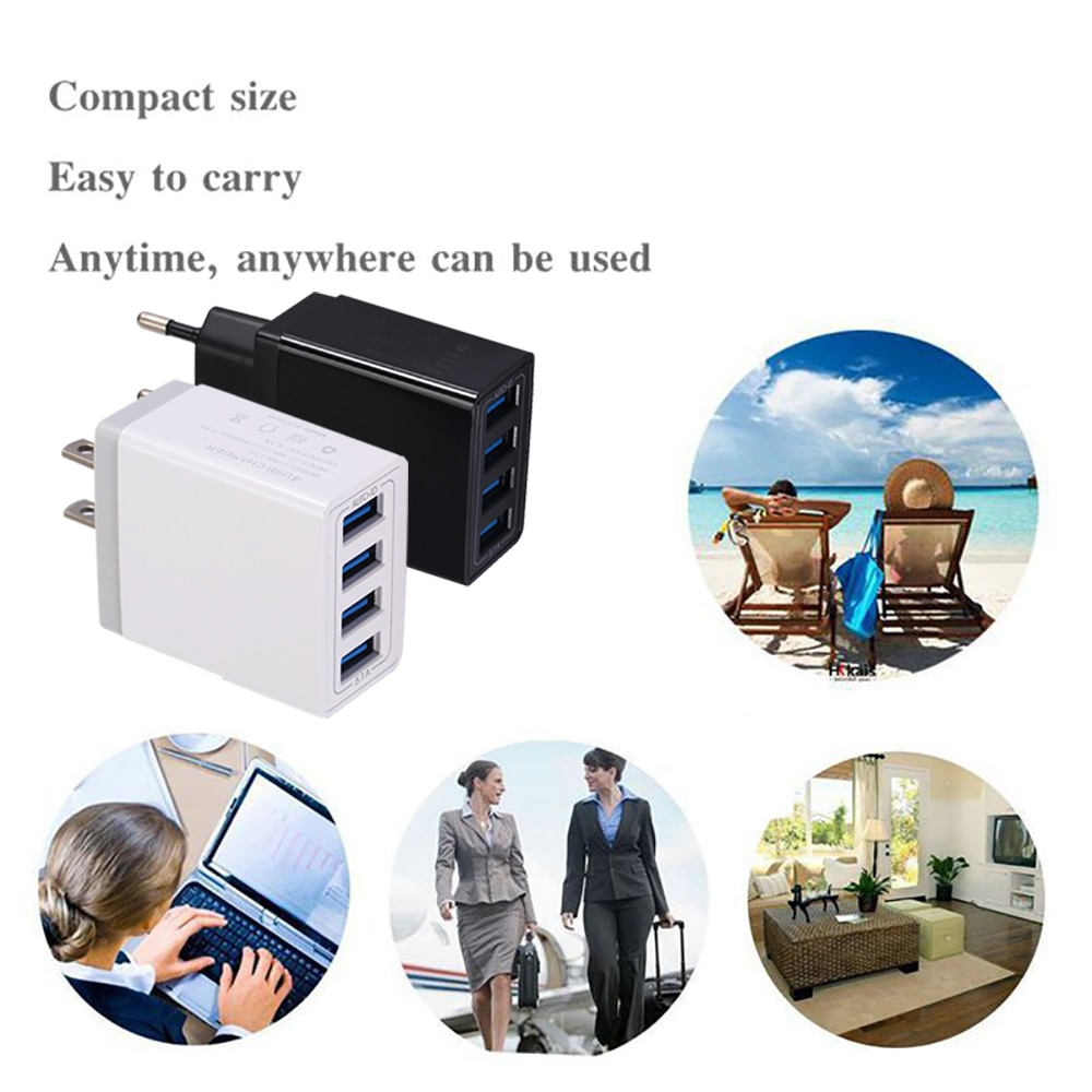 Universele 4 USB Reizen Mobiele Telefoon Oplader Adapter voor iPhone Samsung 5V 5.1A Smart Opladen Hoofd Smart Telefoon USB fast charger