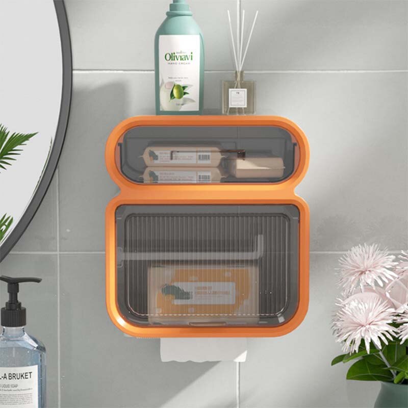 Wc Papier Rollen Halfter Papier Wasserdichte Zauberstab Montiert Lagerung Kasten Fach Gewebe Kasten Papier Handtuch Spender Halfter Schlecht: Orange