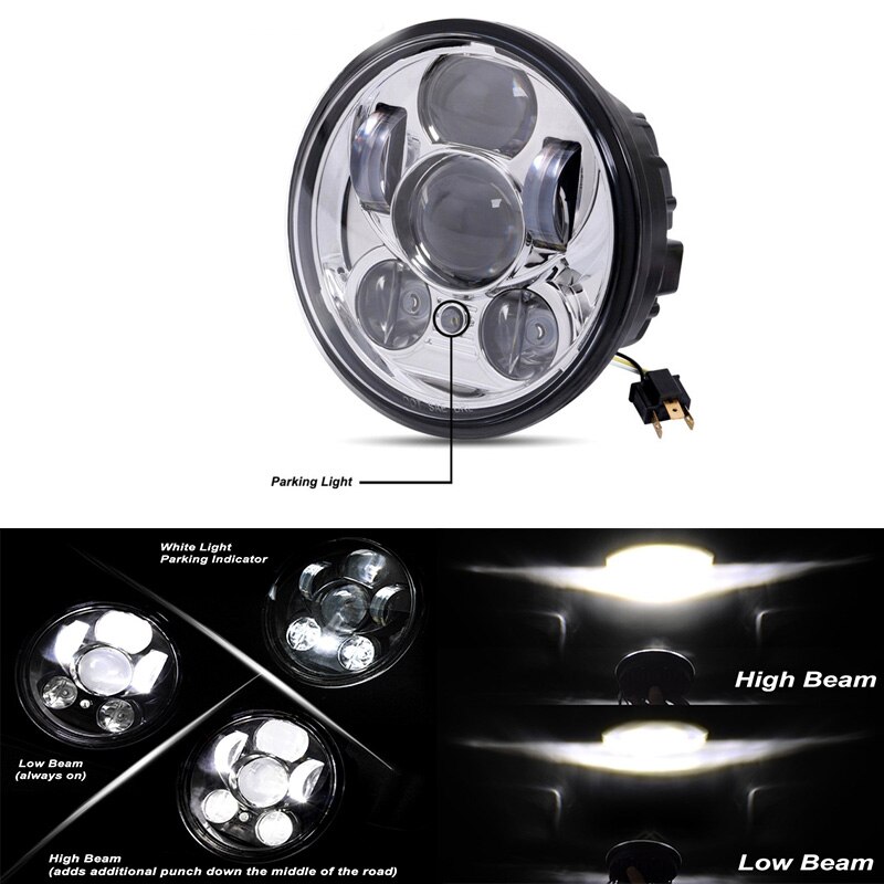 neue stil Chrom 5,75 Zoll LED Scheinwerfer 5 3/4 "LED DRL 50W motorrad scheinwerfer für Sportster 883 XL883 FXCW: Typ O