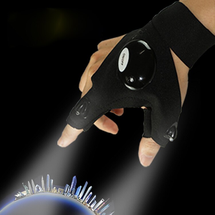 Guantes de pesca luminosos sin dedos LED, linterna de cebo, herramientas de pesca nocturna para exteriores, accesorios para pescar