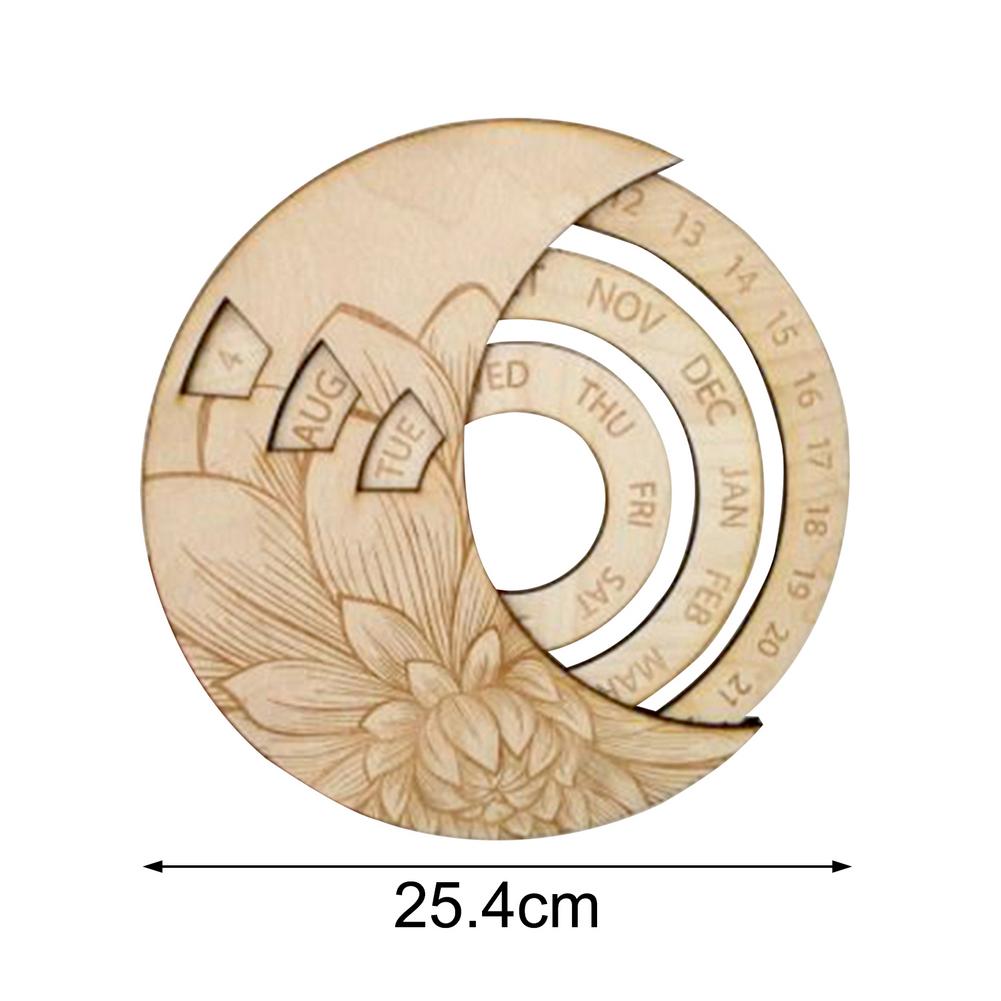 Multifunctional Wooden Calendar Round Perpetual Study Desk Calendar Handicraft Decoration Crafts For Home