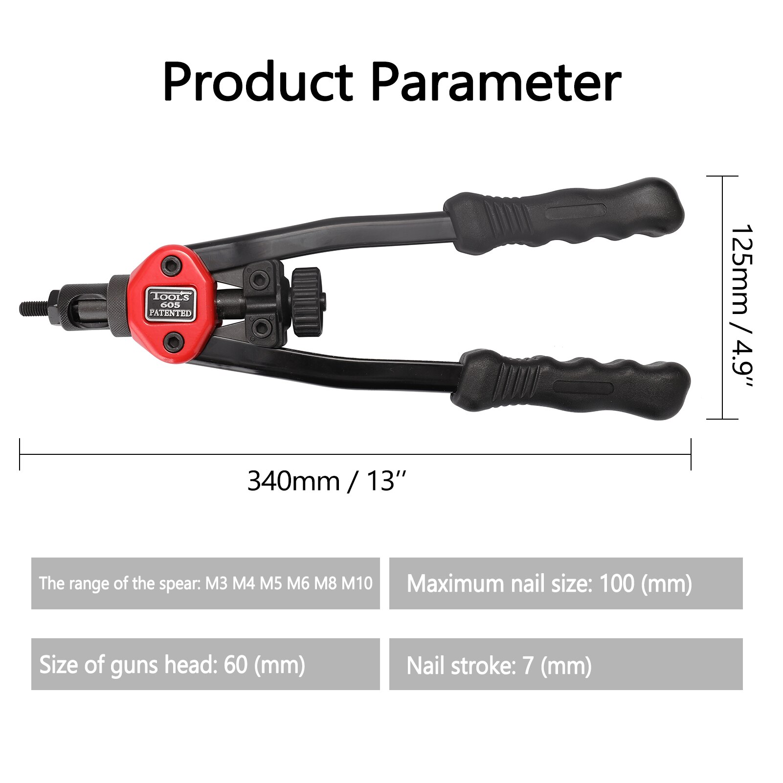 Hand Klinkhamer BT-605 Handleiding Klinknagel Machine Nietmatrijzen Met Moer Sterft M3/M4/M5/M6/M8 klinkhamer Gun Tool Hand Insert Rivet Nut Tool