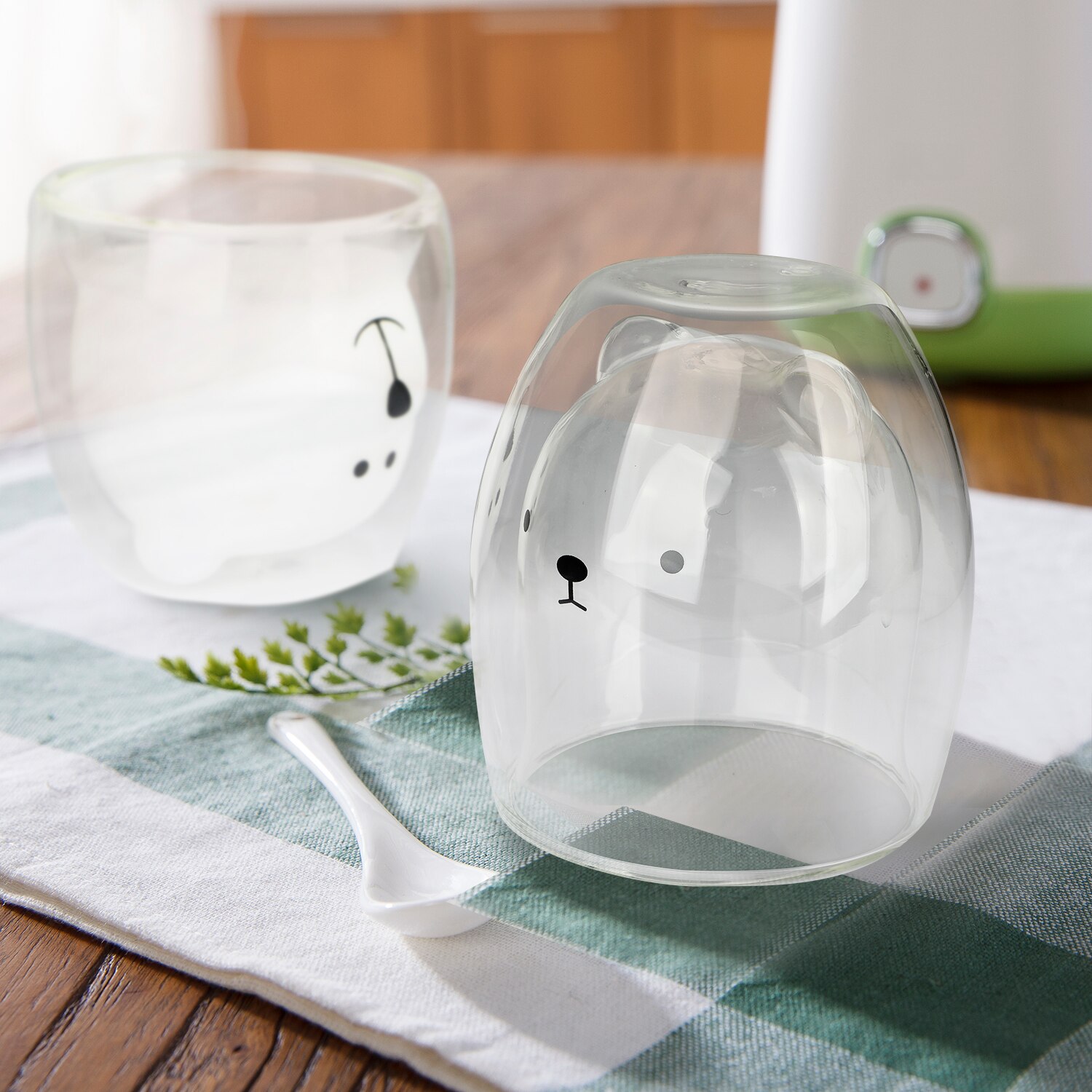 Tasse en verre Double transparente, motif ours mignon, pour café, boisson au lait, pour Couple