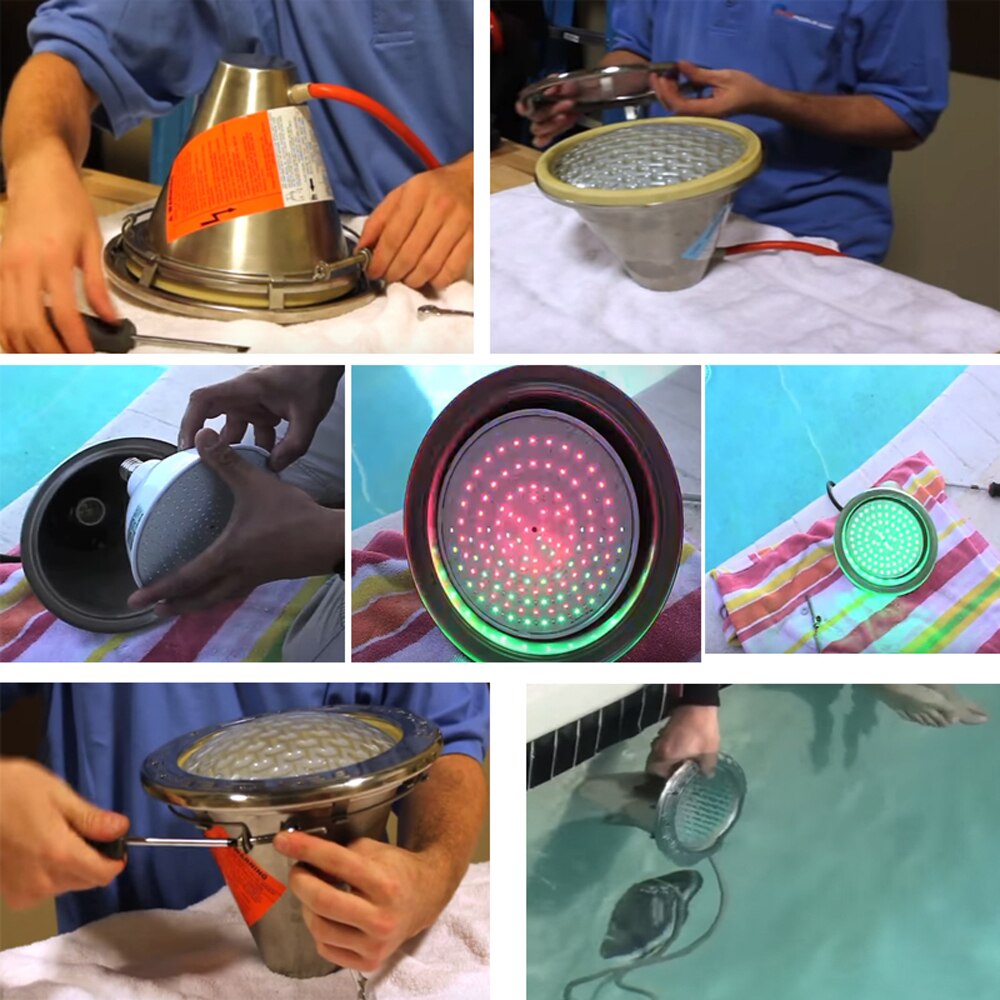 LED Pool Projector 25W 35W 40W RGB Underwater PAR 56 Piscina Spotlight 12V 110V 120V E26 E27 Socket Warm White Cold White