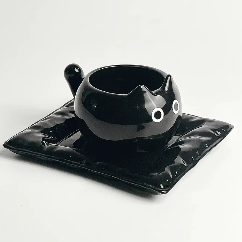 Taza de cerámica bonita, taza creativa con forma de gato siamés, tazas de café, taza de leche para oficina, utensilio para beber para el hogar, de cumpleaños divertido: Borgoña