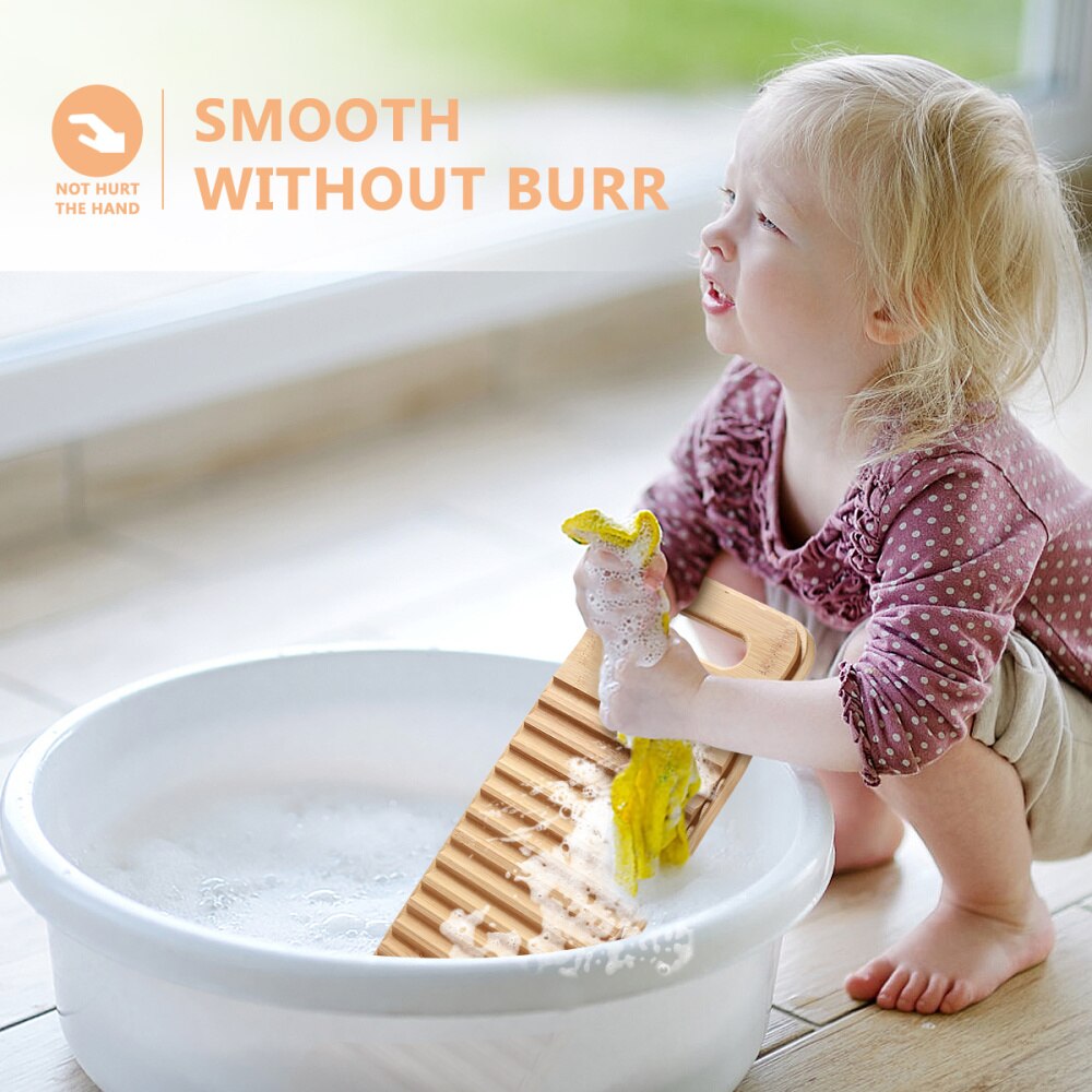 TOPBATHY Bamboo Wood Washing Washboard Non-slip Home Washing Scrubbing Board Laundry Board Washboard Hand Wash Board fo