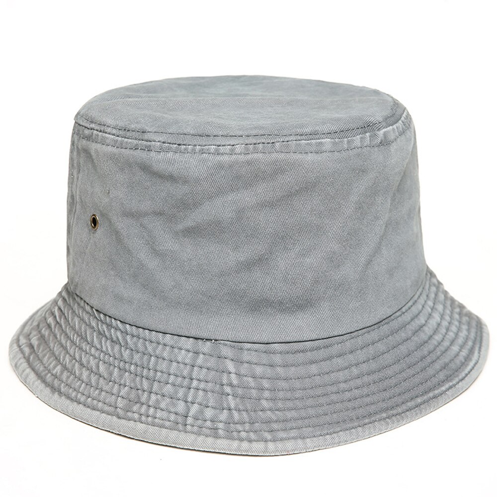 Foldable Fisherman Hat Washed Denim Bucket Hats Unisex Bob Caps Hip Hop Gorros Men Women Panama Bucket Cap: Gray