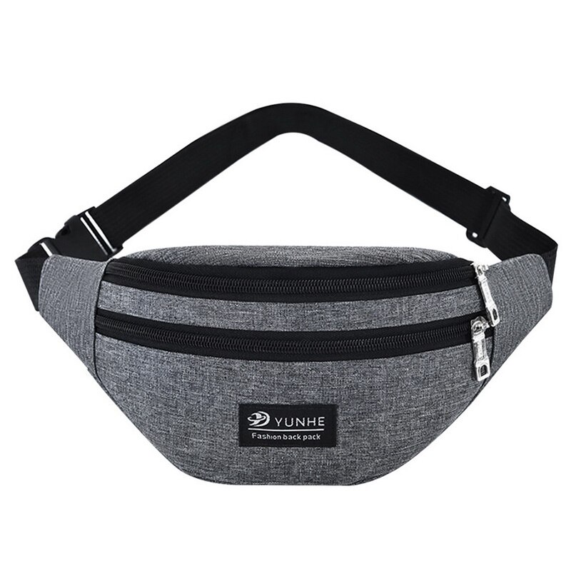 Riñonera a la para hombre y mujer, bolso informal con cinturón grande, bolso de viaje para teléfono, bolso cruzado para el pecho: light gray