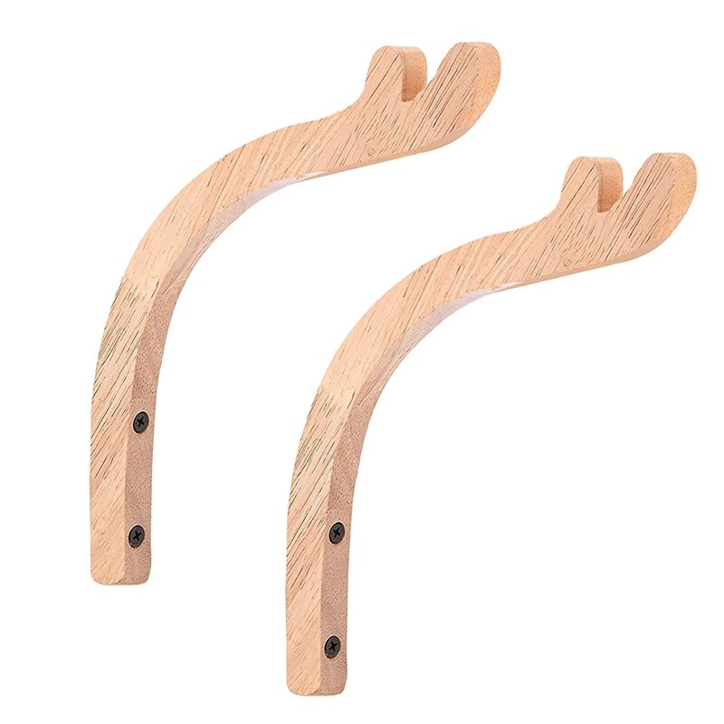 2 Pack Plant Hooks For Hanging Baskets,Wooden Plant Wall Hanger Indoor &amp; Outdoor,Wall Hooks For Hanging Plants