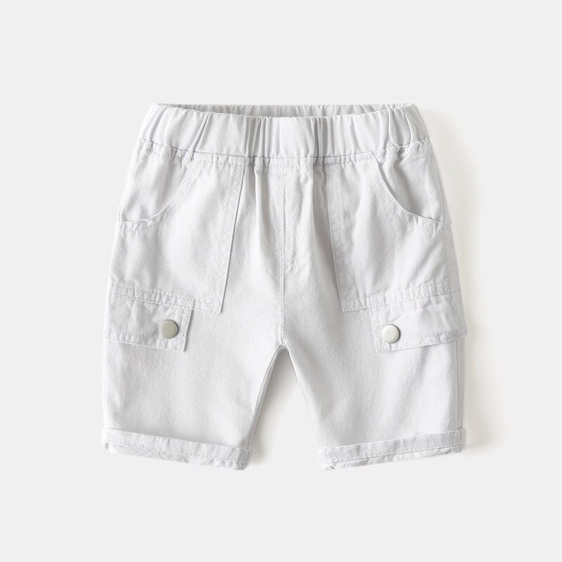 Baby pojkar kläder sommar barn shorts coola pojke kort stil byxor ren bomull mjuk elastisk midja halvbyxor: Vit / 4t
