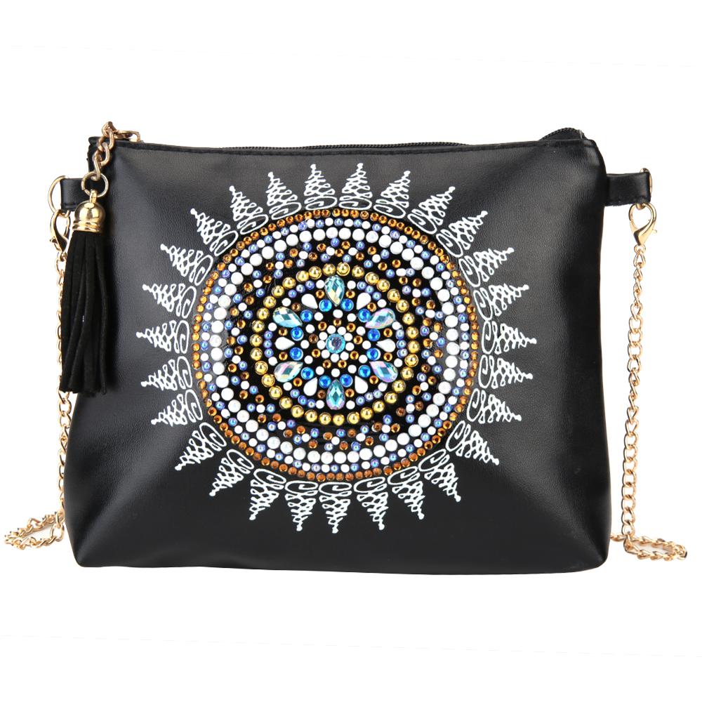 5d diy especial em forma de pintura diamante couro do plutônio crossbody sacos de embreagem corrente diy artesanato bordado flor pavão carteira: 06