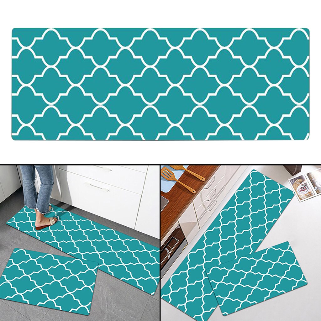 Anti Fatigue Kitchen Rug Cushioned Kitchen Standing Mat Waterproof Non Skid: Green 120x45cm