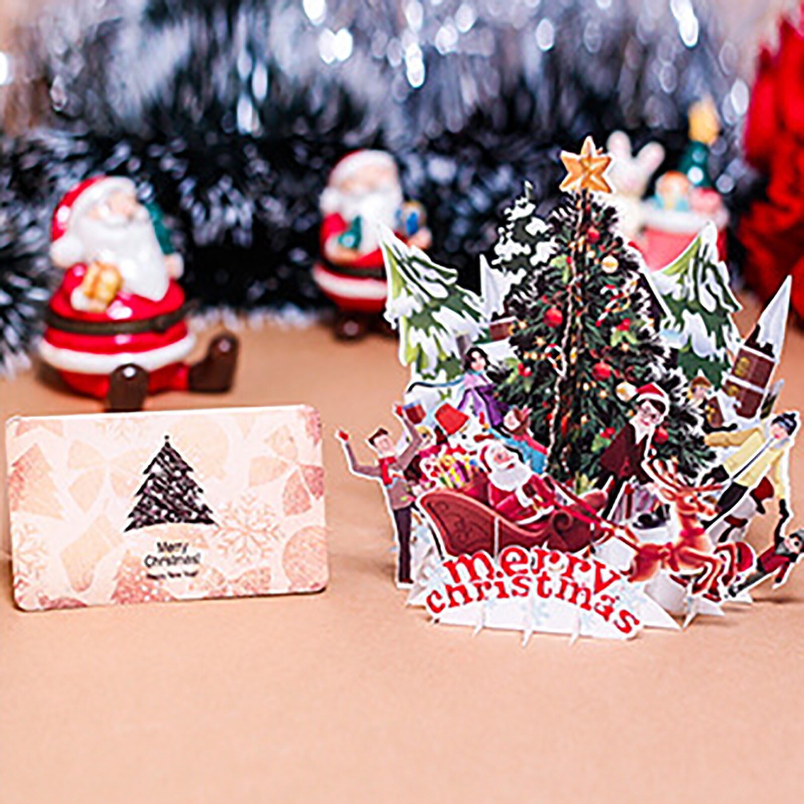 Christmas Greeting card three-dimensional 3D Handmade Card Thank You Card Merry Christmas Cards Christmas Tree Winter: E