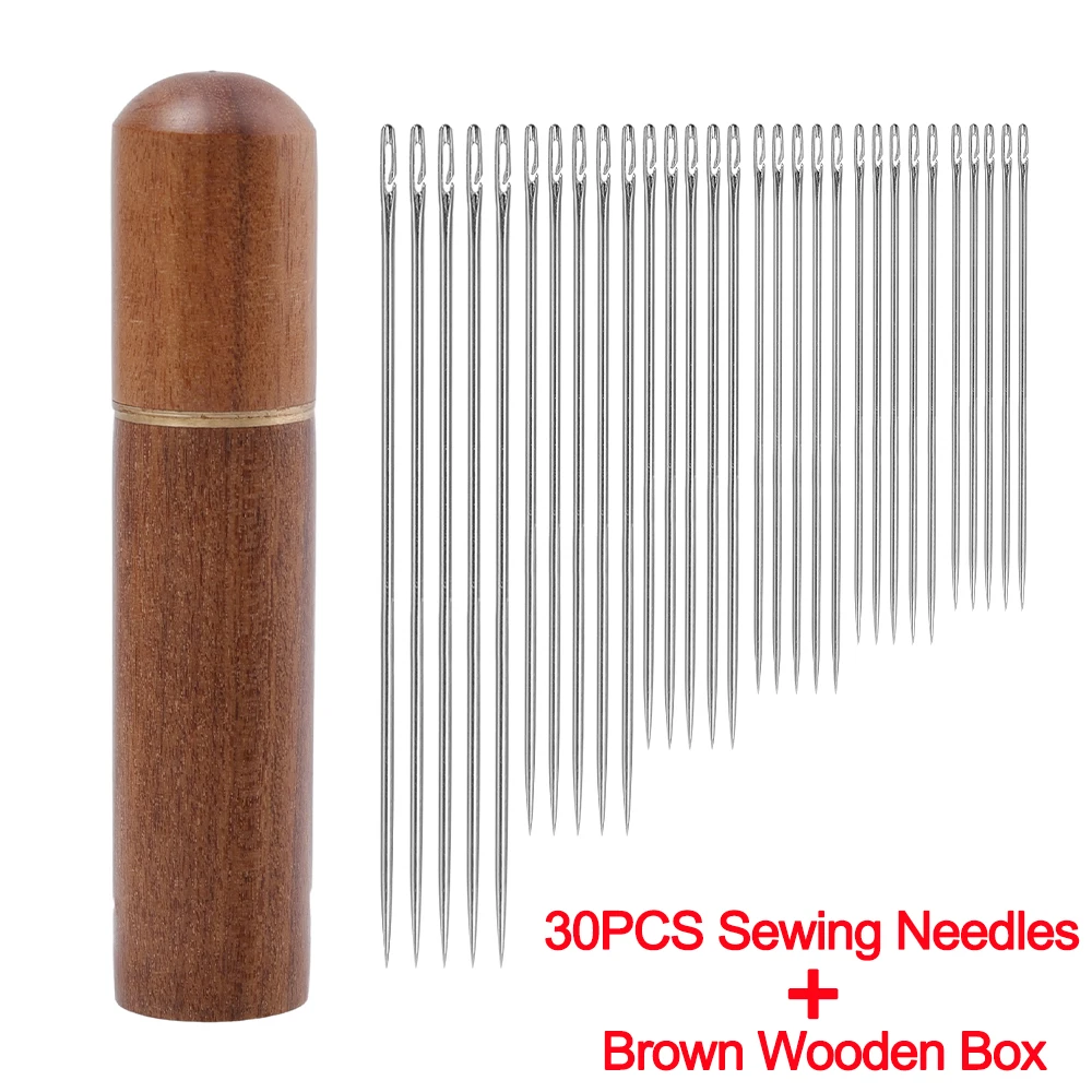 30/12Pcs Side Hole Blind Sewing Needles Stainless Steel Elderly Self Threading Needles Household DIY Beading Threading Needle: Red